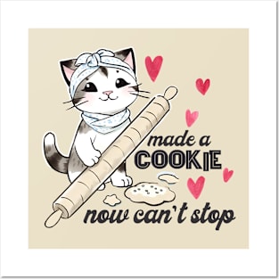 Cute baking cat kitten cookie bakery pastry chef culinary Posters and Art